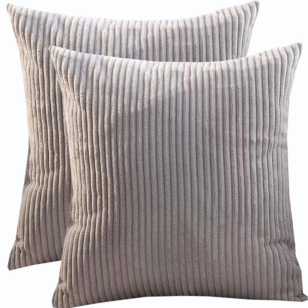 Housse de coussin 80x80 cm gris clair carrée grand format avec fermeture éclair invisible Lot de 1/2