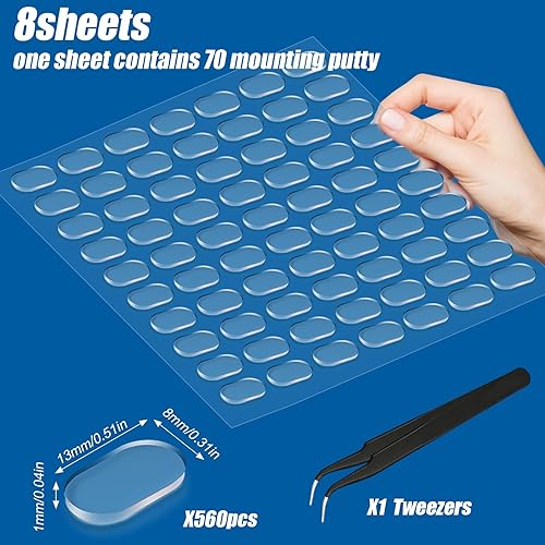 Miniatura 16 de BUSOHA 350 PCS Double-Sided Adhesive Dots,Clear Removable Sticky Adhesive Putty,Round Acrylic No Trace Sticky Putty Waterproof Dot Stickers for Wall