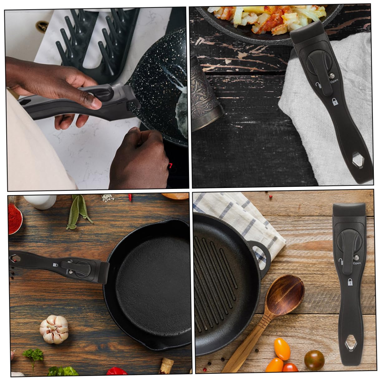 Abnehmbare Topfgriffe Tragbar und Sicher aus Bakelit Hitzebeständig 2 Stück und Ergonomisch als Ersatzgriff für Kochgeschirr und Pfannen