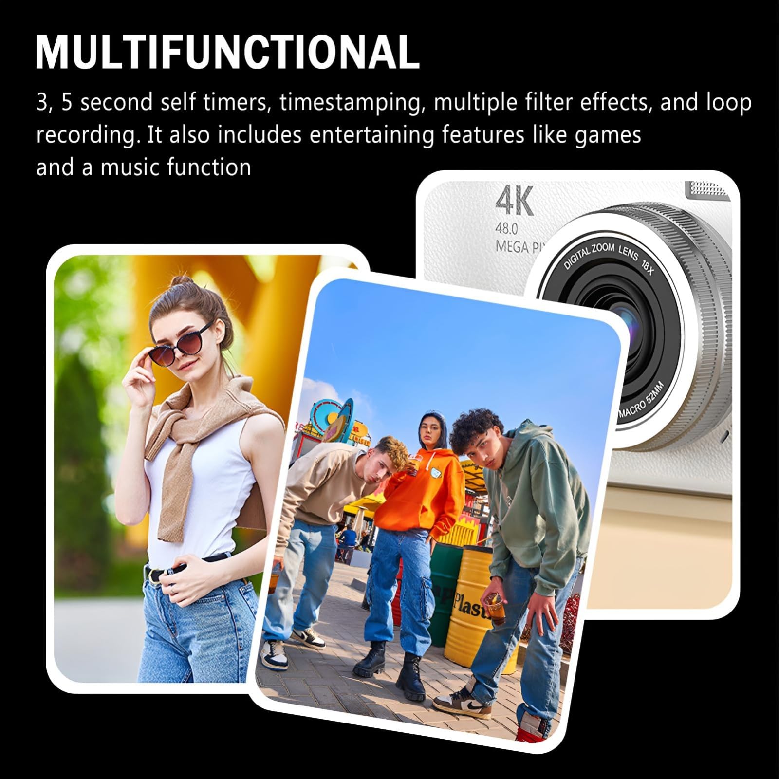Digital Camera, 1080P Digital Camera with 2.4in Flip HD Display Screen, 18X Zoom Anti Shake Point and Shoot for Beginners (Dustypink) — Amazon image 4