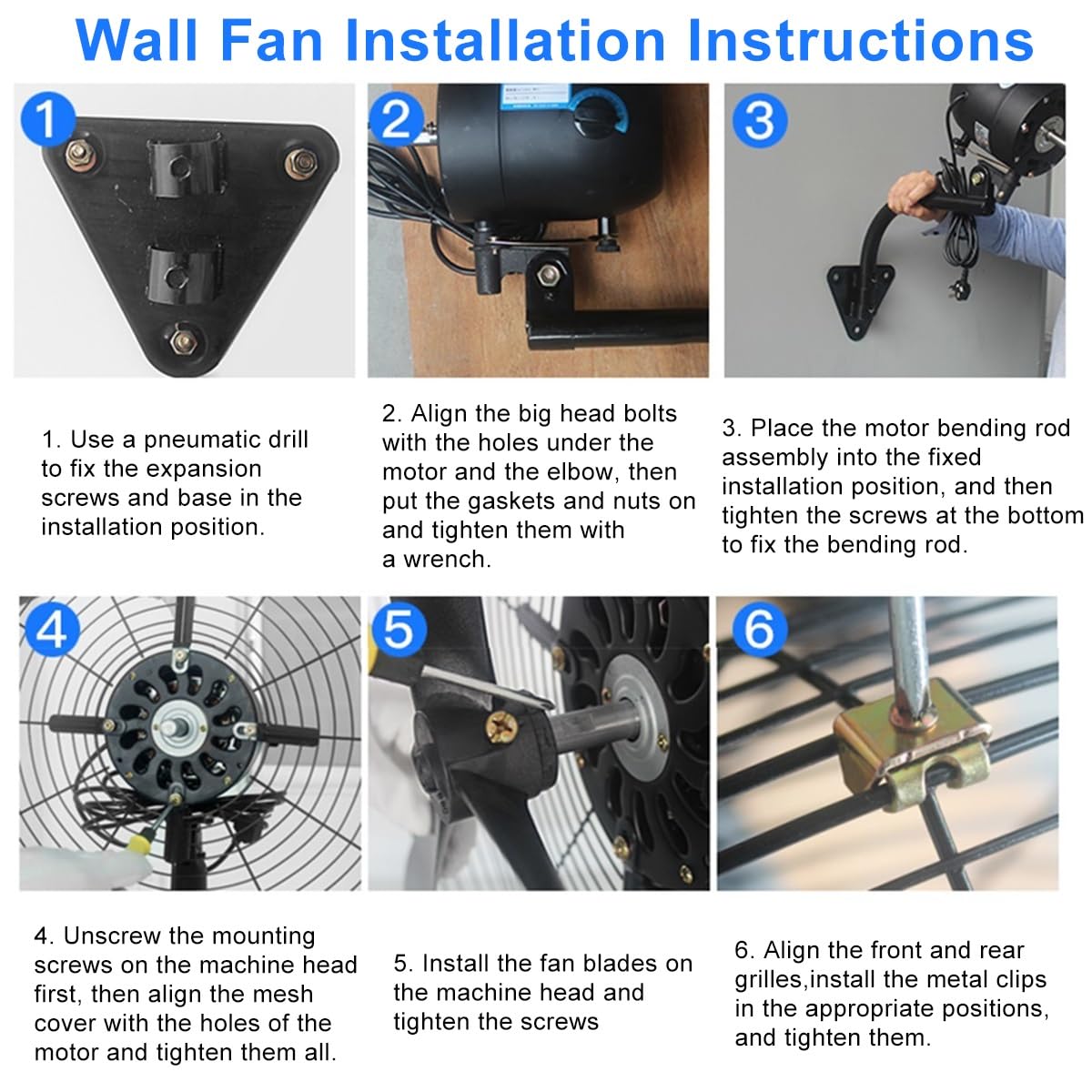 Ventilador De Pared De 500/650/750mm, Ventilador Industrial Con 4 Velocidades, Ventilador Servicio Pesado Orientable Y Oscilante Para Almacén De Taller De Fábrica(500MM)