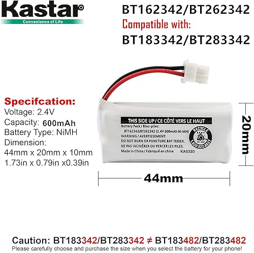Miniatura 3 de Kastar Paquete de 1 batería de repuesto para Vtech CS6509-14 CS6509-15 CS6509-16 CS6509-17 CS6509-19 CS6519 CS6519-14 CS6519-15 CS6519-16 CS6519-2