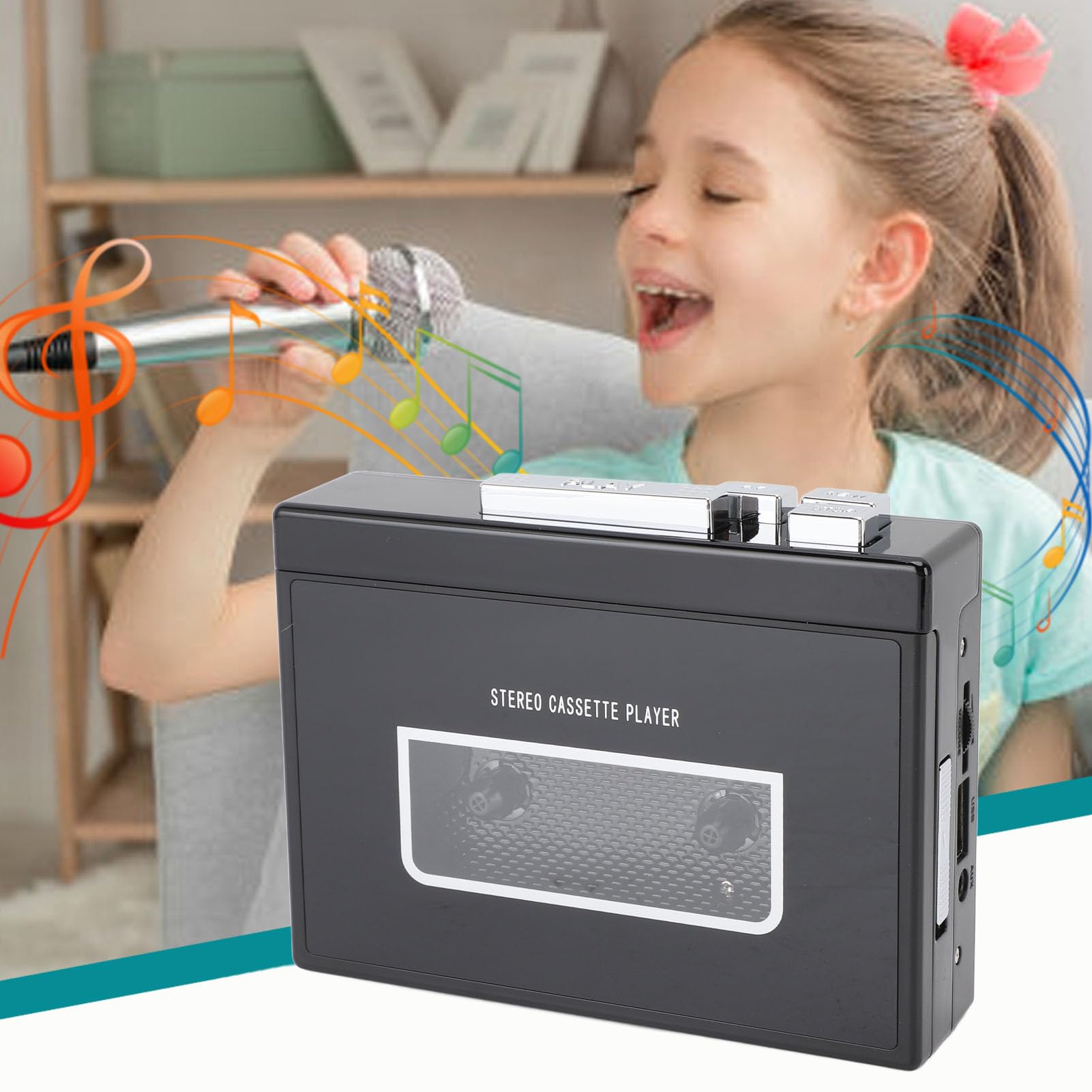 Eujgoov Lettore di Cassette Portatile, Registratore di Cassette Stereo 5.0 con Radio FM e Convertitore MP3 per Amanti della Musica e Appassionati di Nostalgia (B)