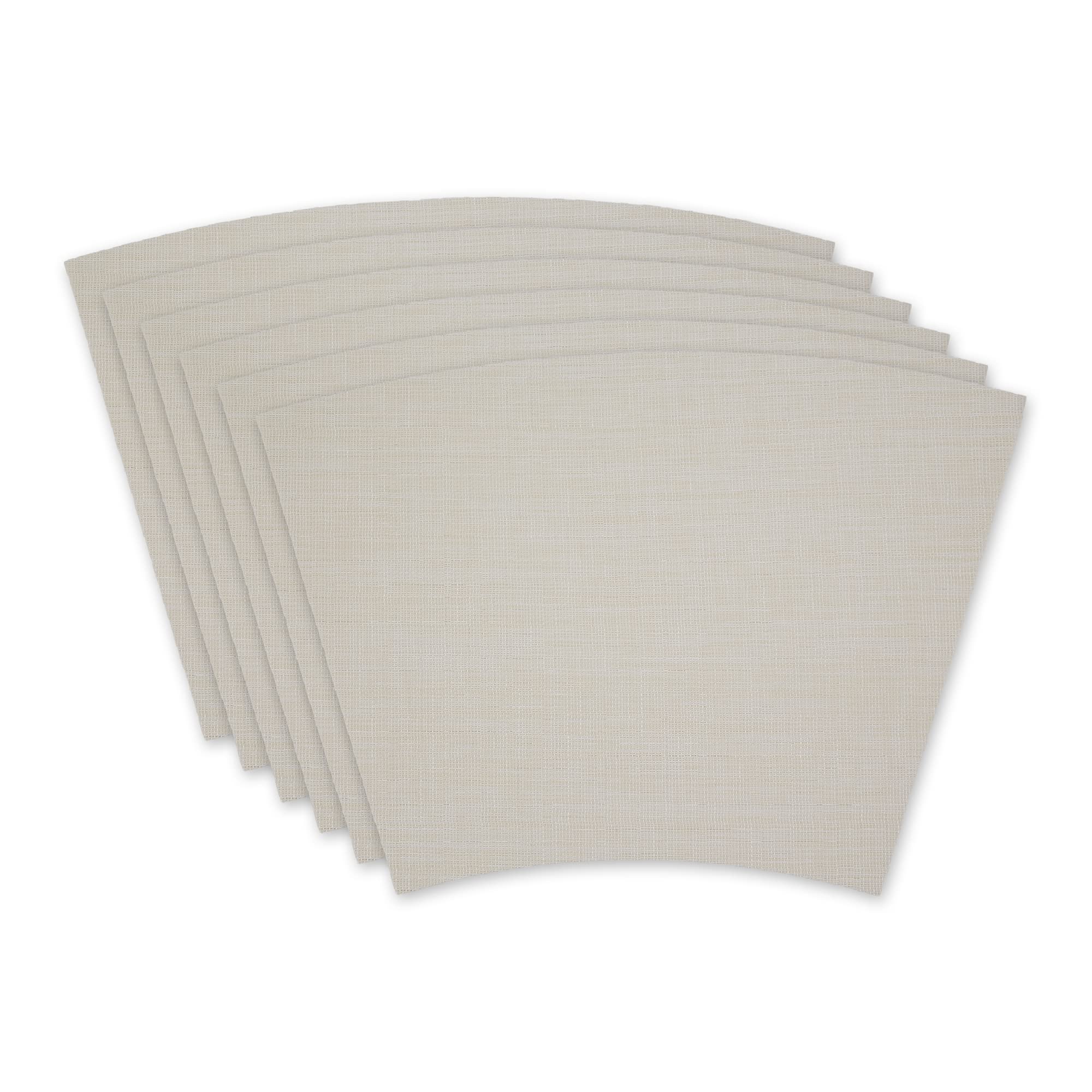 DII Conjunto de jogo americano de mesa de PVC, curvado, 33 x 20, off-white 6 peças