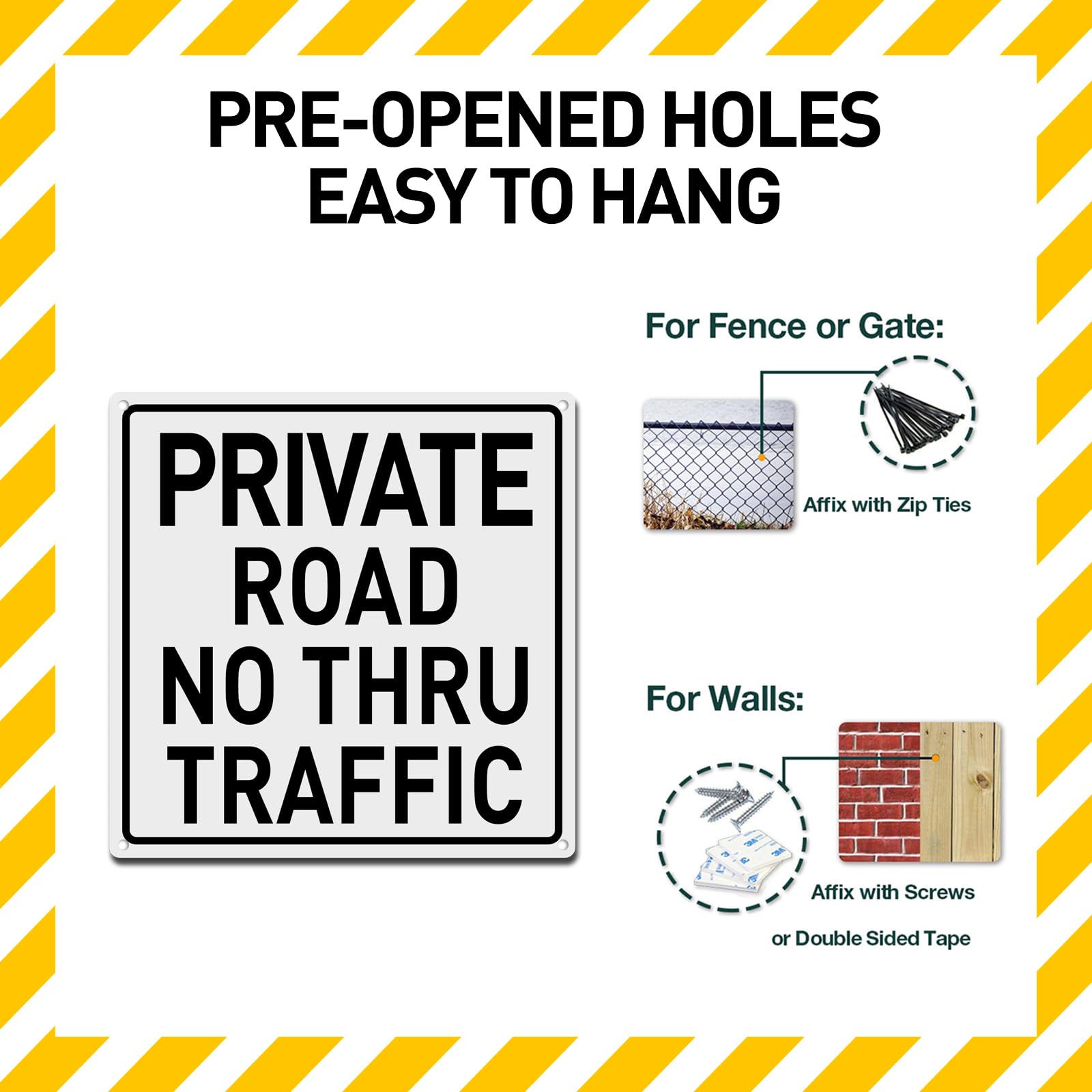 Cartello in alluminio con scritta "Private Road No Thru Traffic, No Trespassing Sign", "Private Drive", 30,5 x 30,5 cm