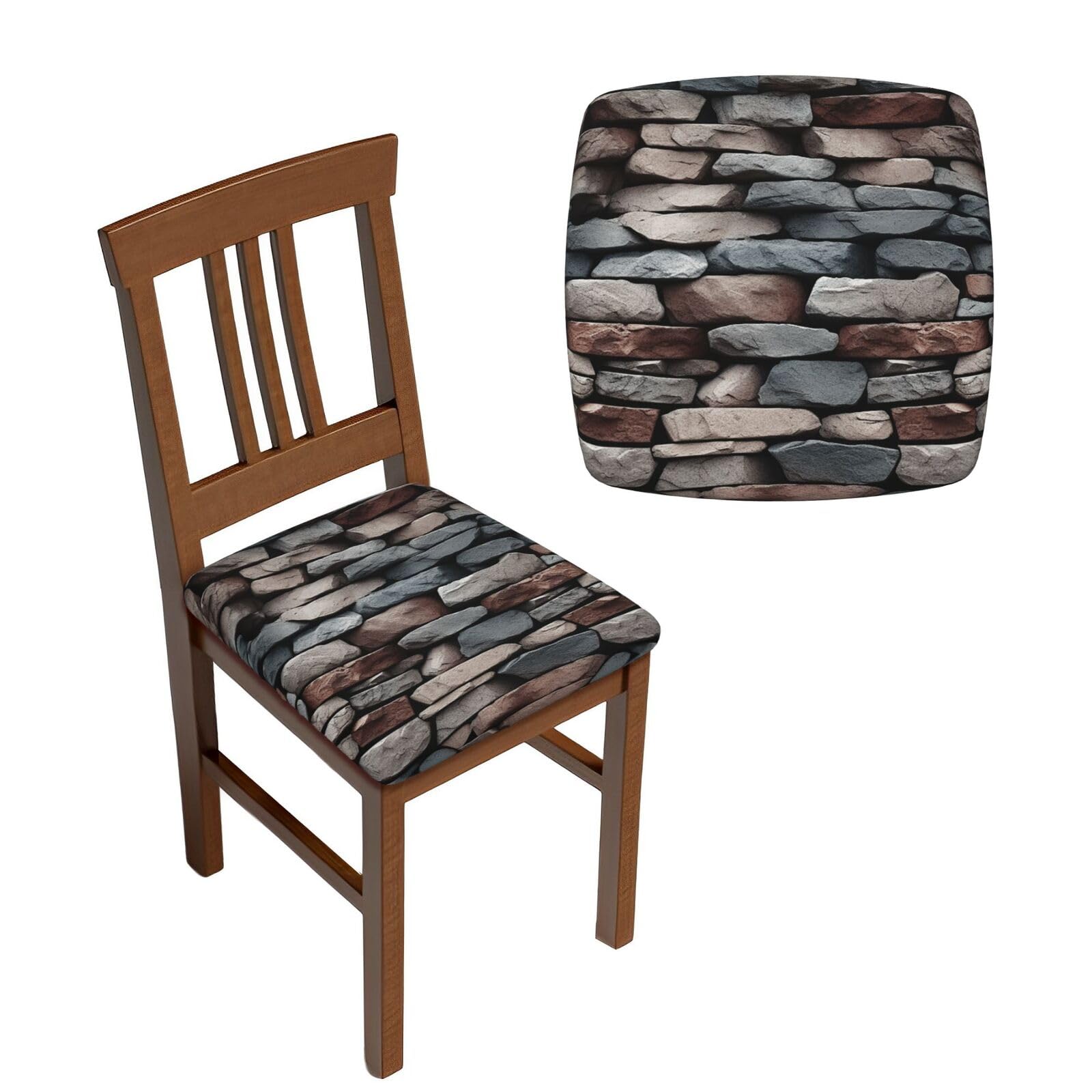 NONHAI 6PCS Dining Chair Seat Covers Set Stone Stretch Removable Chairs Covers Washable Seat Cushion Slipcovers Protector for Dining Room Kitchen Chairs