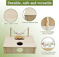 Vista 5 de kathson Escondites de varias cámaras para hámster, túneles de laberinto de casa de madera, juguete de exploración, actividad de animales pequeños