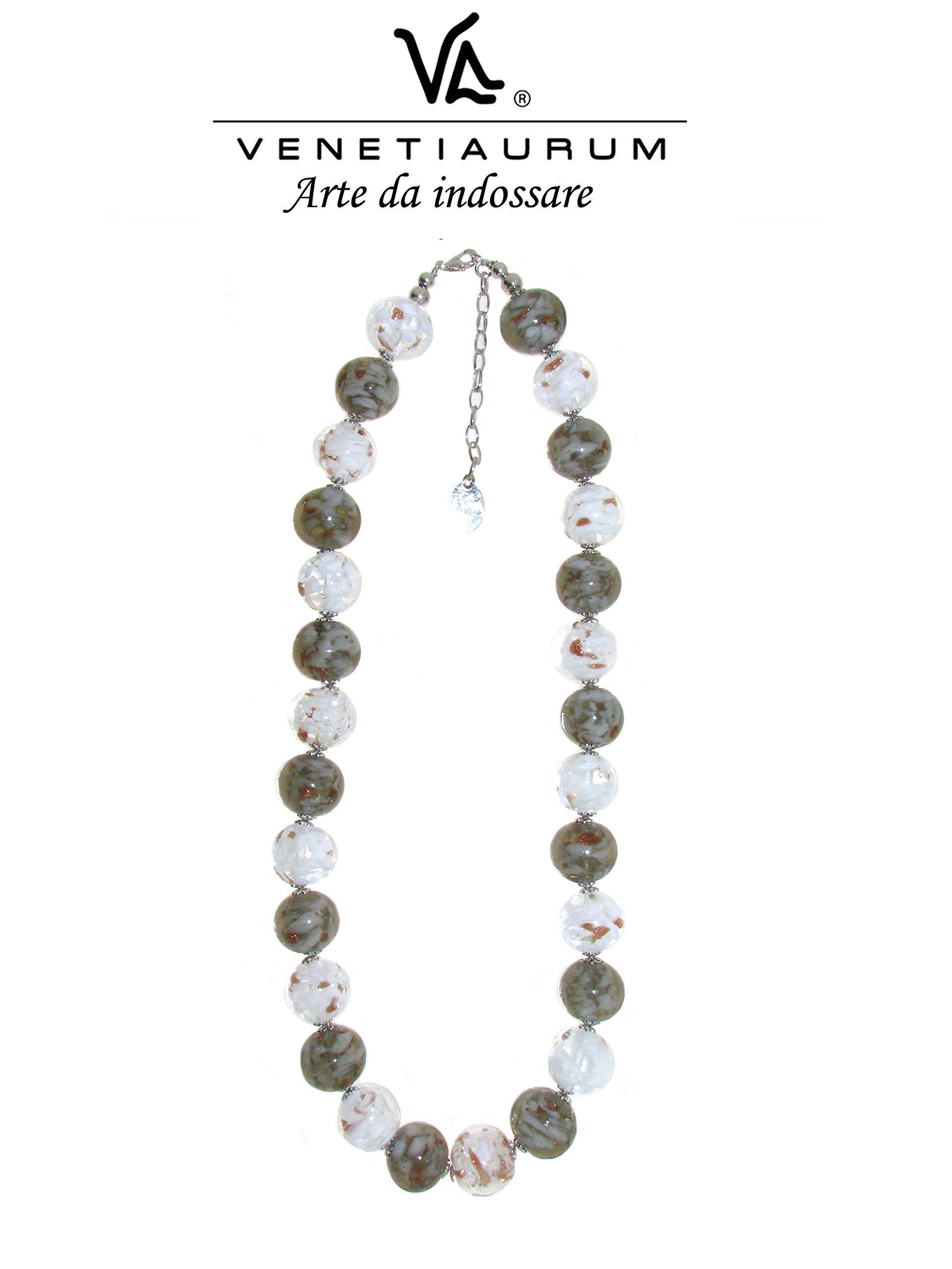 Venetiaurum - Collana Girocollo Con Sfere In Vetro Originale Di Murano E Argento 925 - Gioiello Made In Italy Certificato