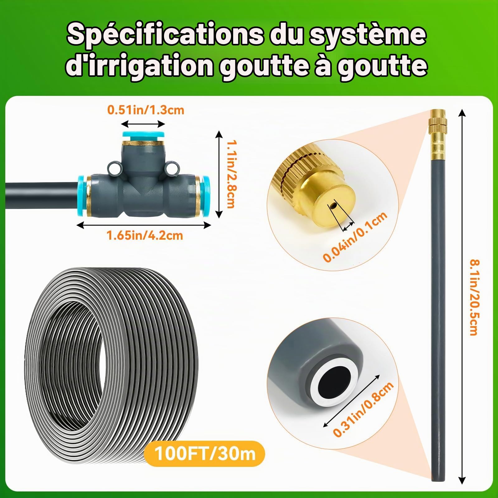 30m Système D'irrigation Jardin, Système d'irrigation automatique de jardin à 360°, Convient Aux Plantes De Jardin, Aux Jardins, Aux Plantes En Pot Et Aux Pelouses