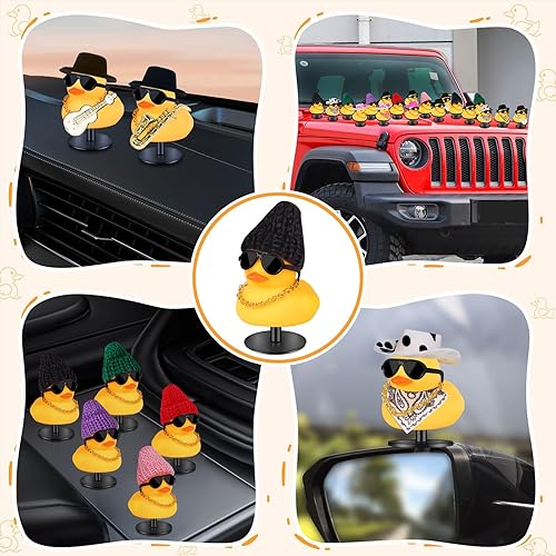 Miniatura 31 de Patos de goma con soporte de enchufe de pato, patos de automóvil para tablero de instrumentos, pato para decoración de Jeep y automóvil, divertido