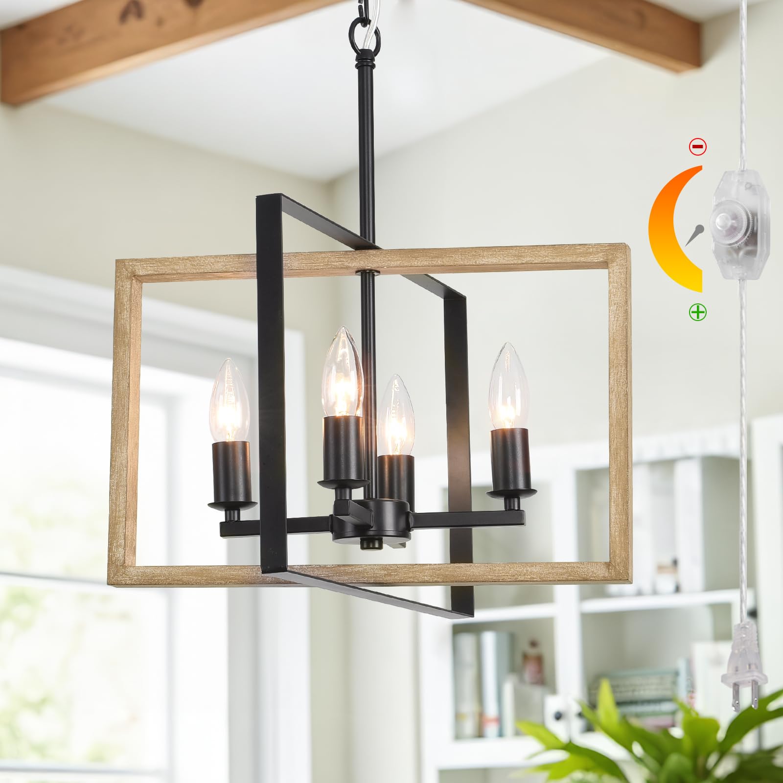Photo 1 of HOXIYA Dimmable Plug-in Chandelier, 4-Light Farmhouse Fixture