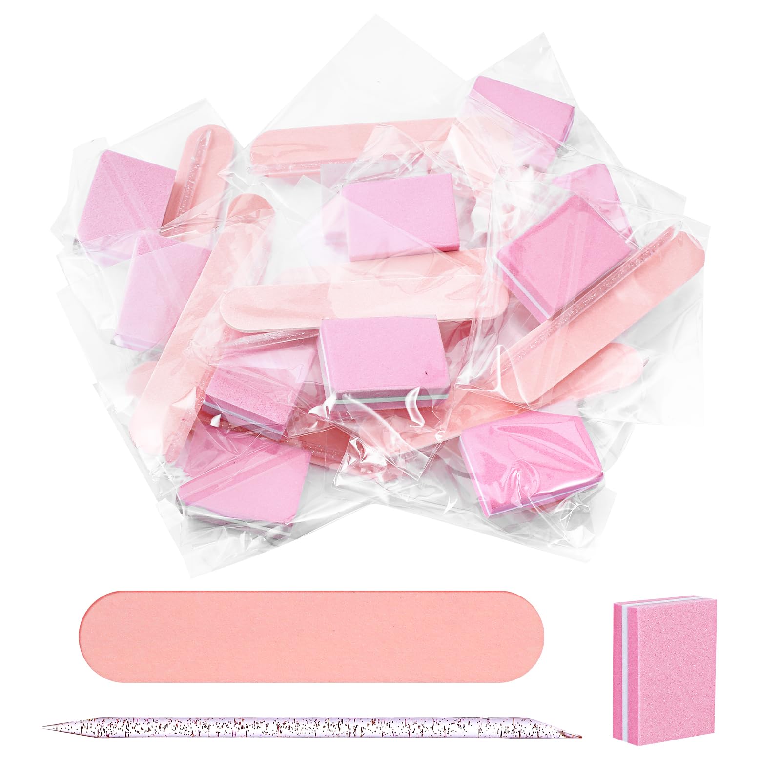 10 Sets Disposable Manicure Kit, Portable Mini Nail Files and Pedicure Tools with Wooden Buffer & Cuticle Stick