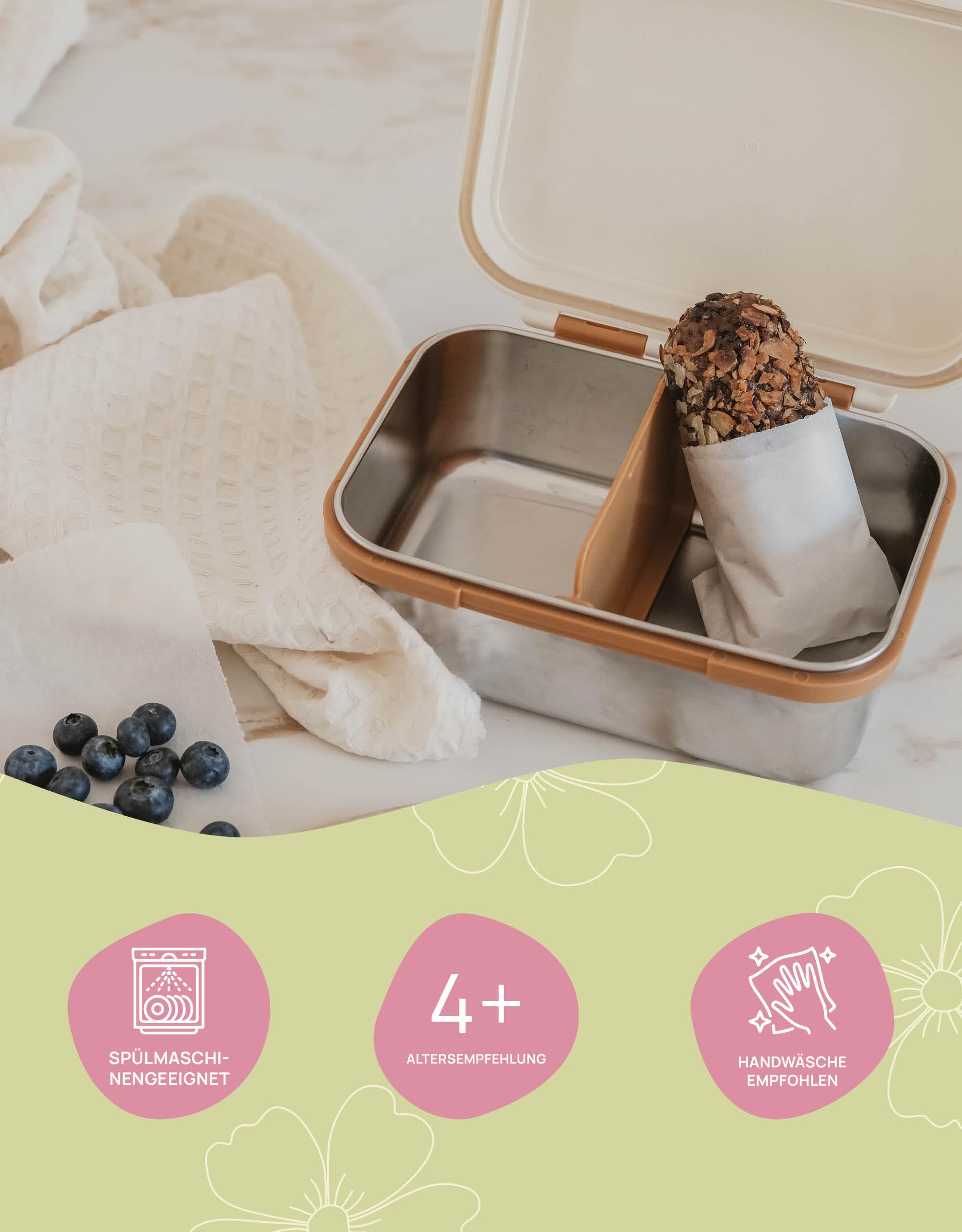 Fabelab Contenitore per il pranzo per bambini con scomparti, scatola per il pranzo astronauta in acciaio inossidabile, 1000 ml, scatola per il pranzo a prova di perdite con scomparti per bambini della