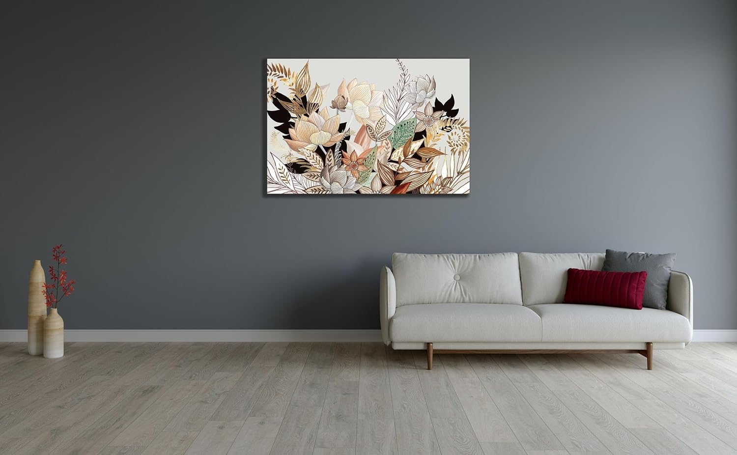 ArtDirect Woodland Fantasies 48x32 Huge Black Modern Wood Framed Canvas Giclee Art by Watts, Eva