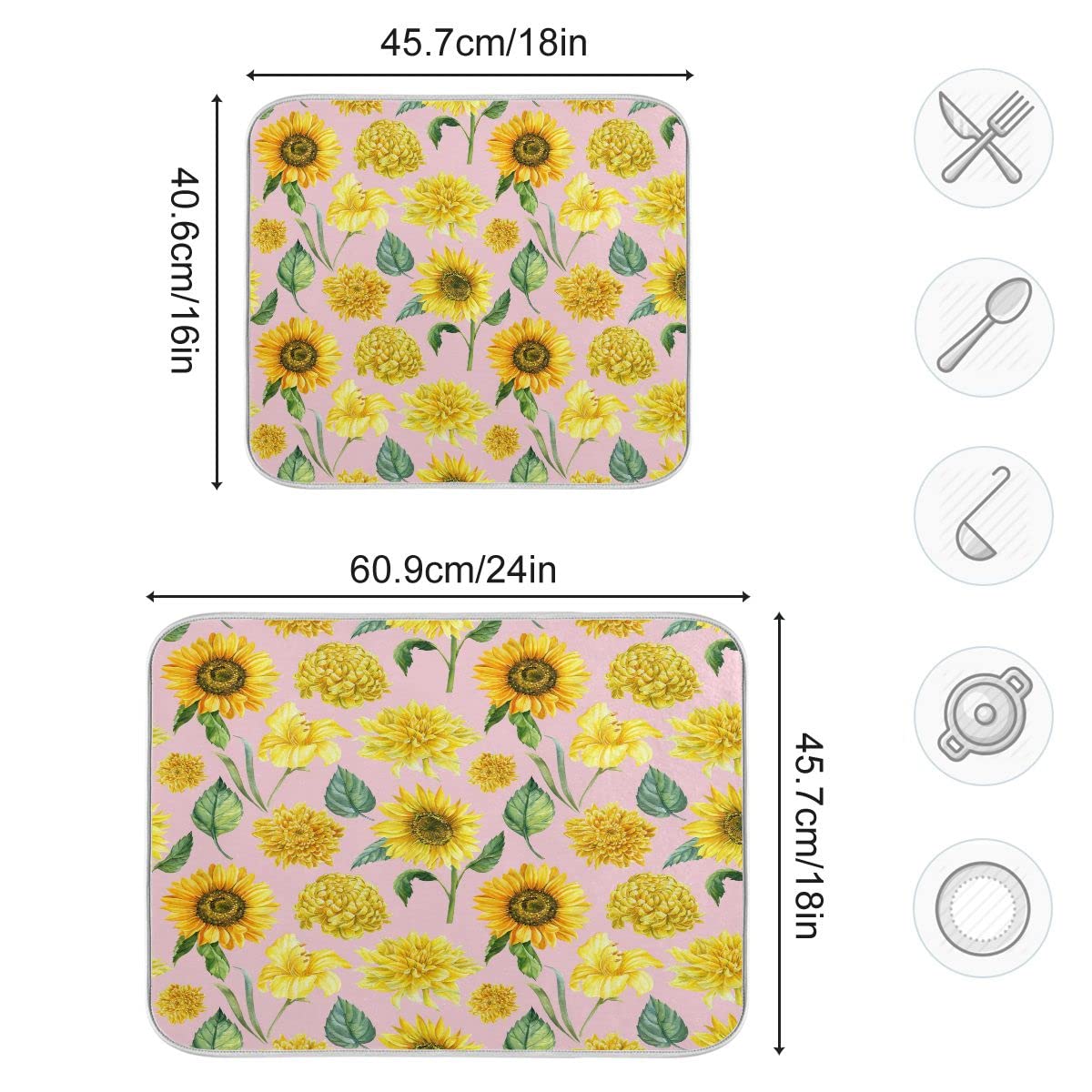 Tappetino Assorbente Per Asciugare Piatti 45,7x61 Cm - Doppio Lato In Poliestere E Spugna Con Stampa Donne Africane - Multiuso Per Cucina, Lavello E Protezione Piani