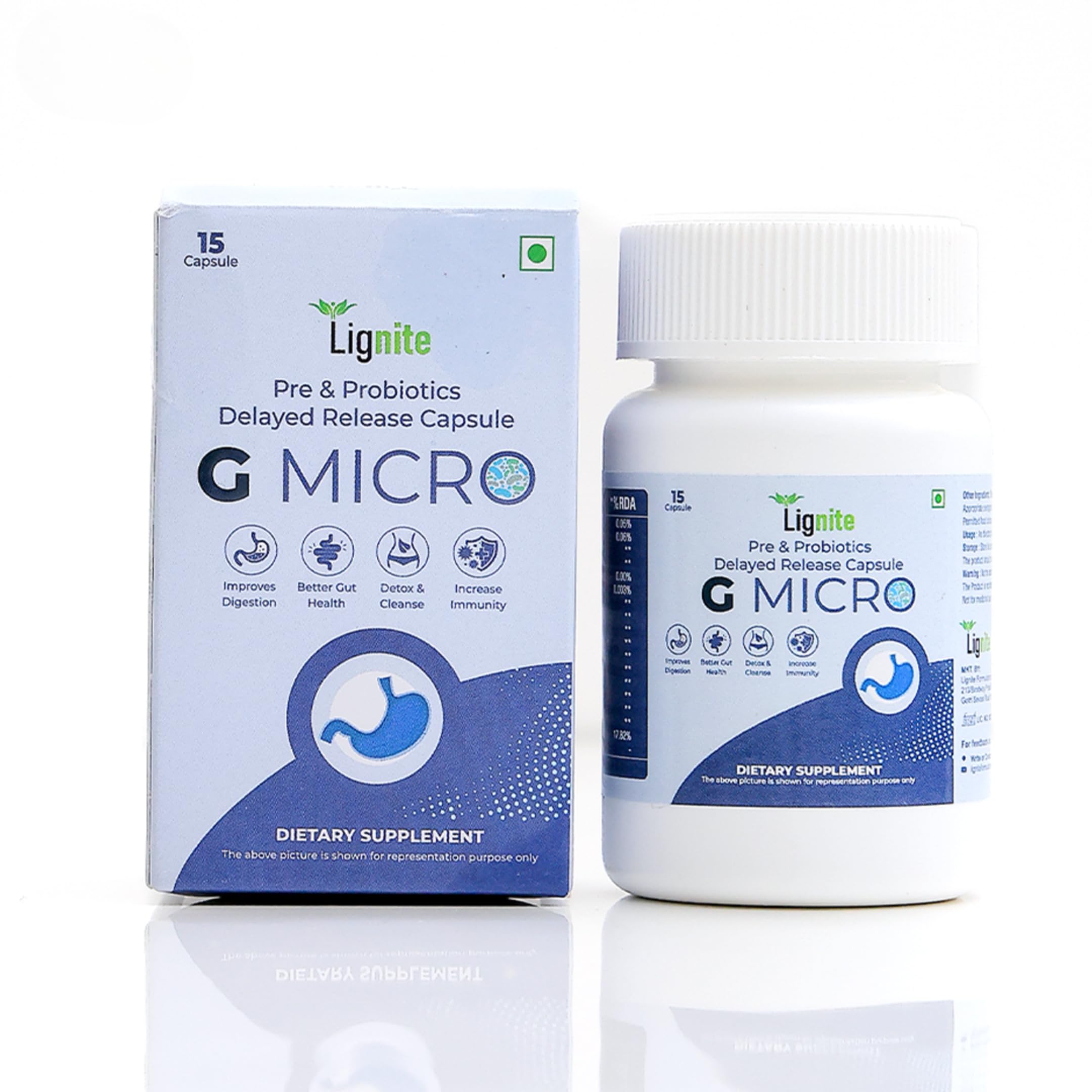 g-micro pre & probiotic capsules | delayed release formula | supports gut health & digestion | dietary supplement | 15 capsules
