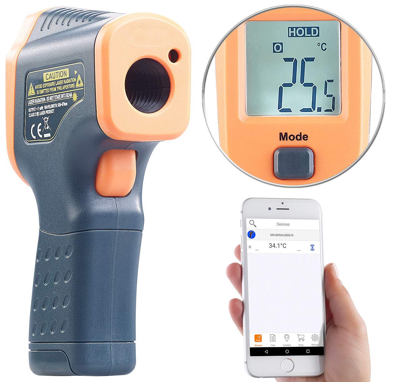 AGT Infrarot Messgerät: Profi-Infrarot-Thermometer mit Laser, -50 bis +600 °C, LCD, Bluetooth (Ir Thermometer, Handthermometer, Kfz)