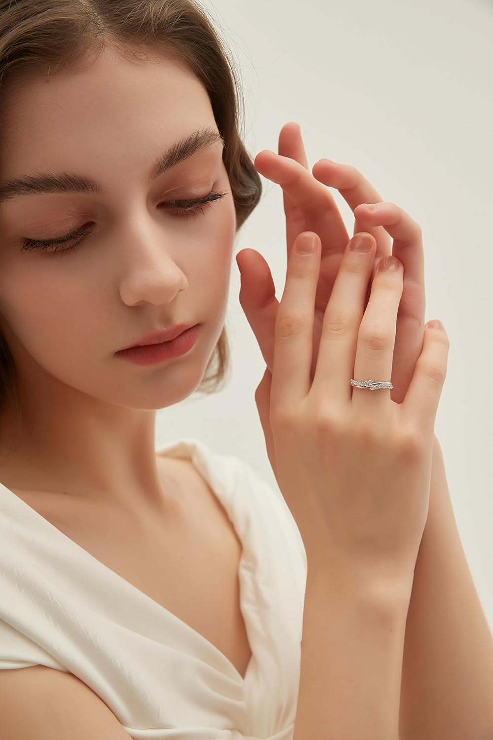 EAMTI 925 Sterling Silver Wedding Band for Women Cubic Zirconia Twisted Rope Half Eternity Band Ring Size 3-13 - Image 4