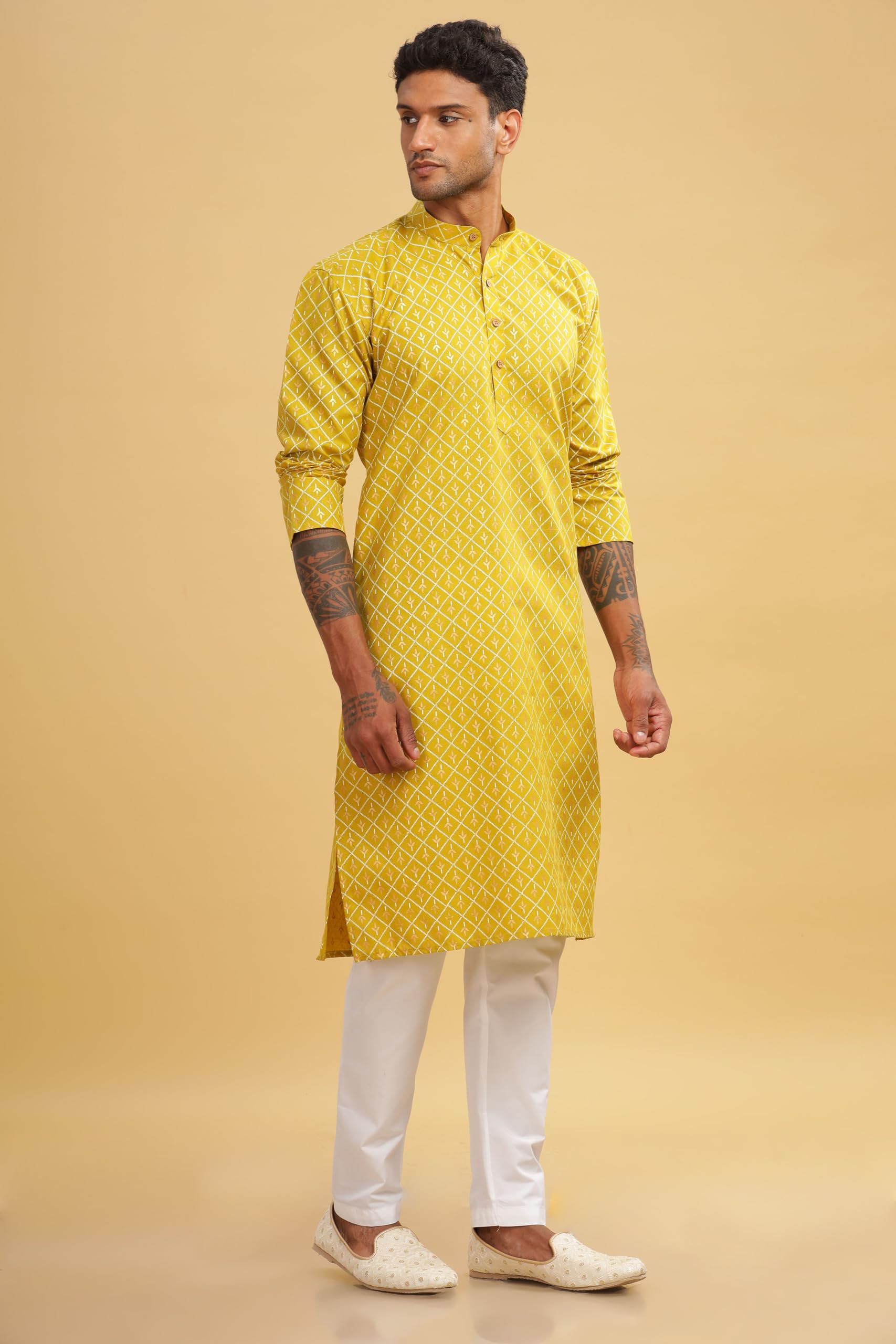 BE ACTIVE Men's Cotton Regular Fit Kurta (C-399-2_Green-1 - Image 5 thumbnail