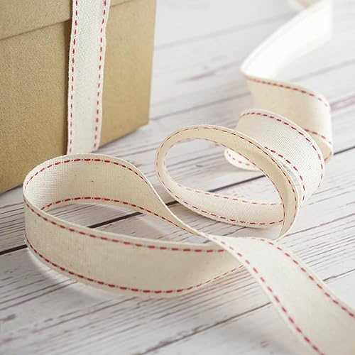 Miniatura 5 de MEEDEE Cinta de algodón de 78 pulgadas con doble ribete rojo cosido en rojo para manualidades, envoltura de regalos, proyectos de manualidades,