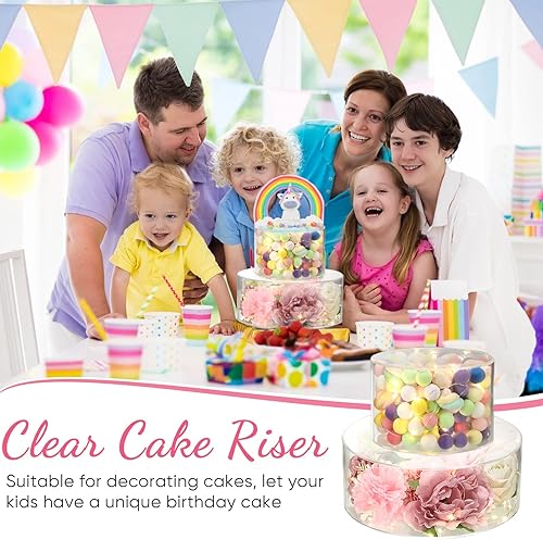 Miniatura 4 de 2 soportes acrílicos rellenables para tartas, elevador transparente para tartas con luces LED, soporte cilíndrico de 10 pulgadas de profundidad x 4