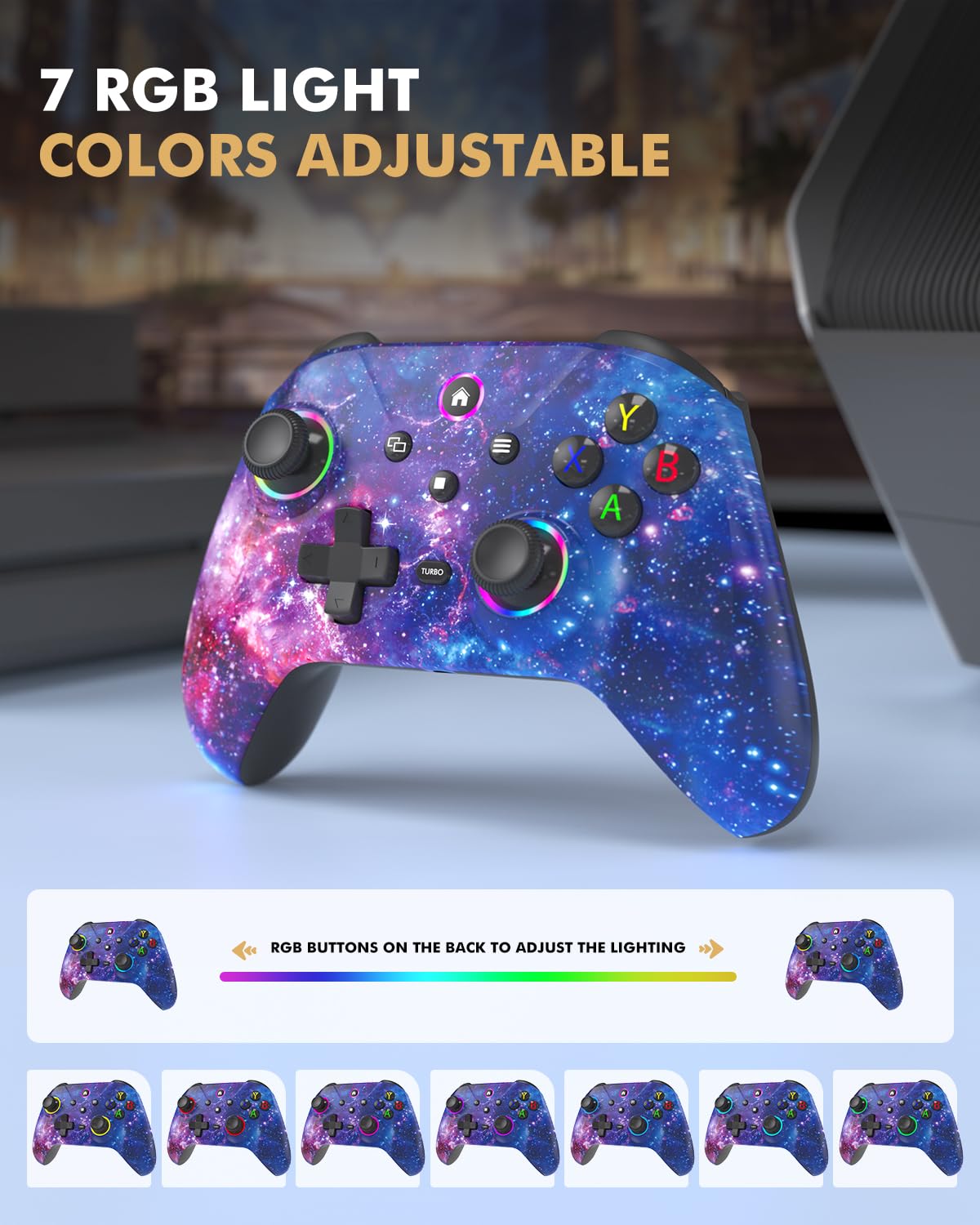 PC Controller, Wireless 2.4G Gaming Controller with RGB Light, Hall Effect Joysticks & Triggers,Programming, 1000mAh, Dual Vibration, Turbo, Switch Controller Compatible with for PC/Switch/Android/iOS