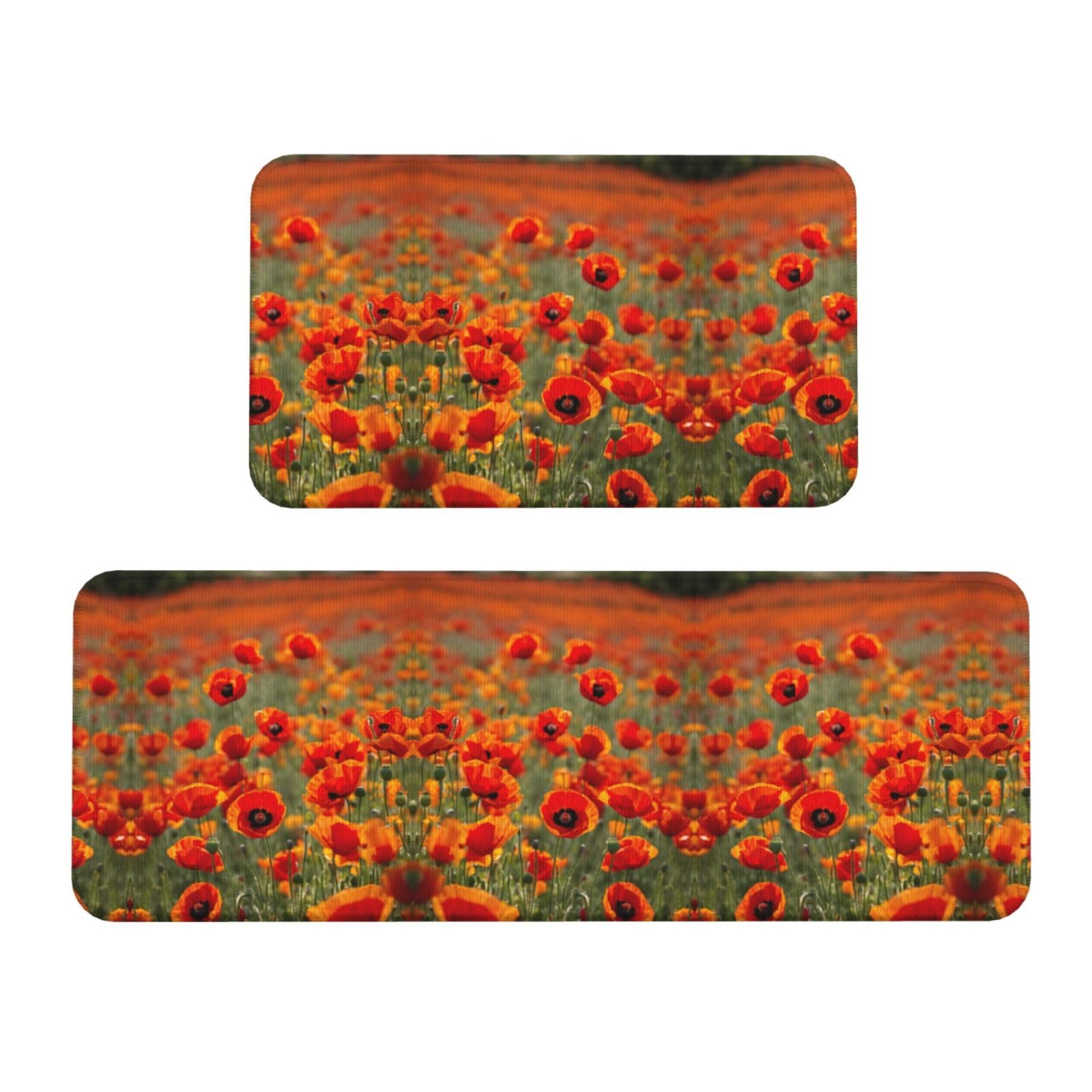 Tapis de cuisine coquelicot EdWal lot de 2 tapis imperméables et antidérapants
