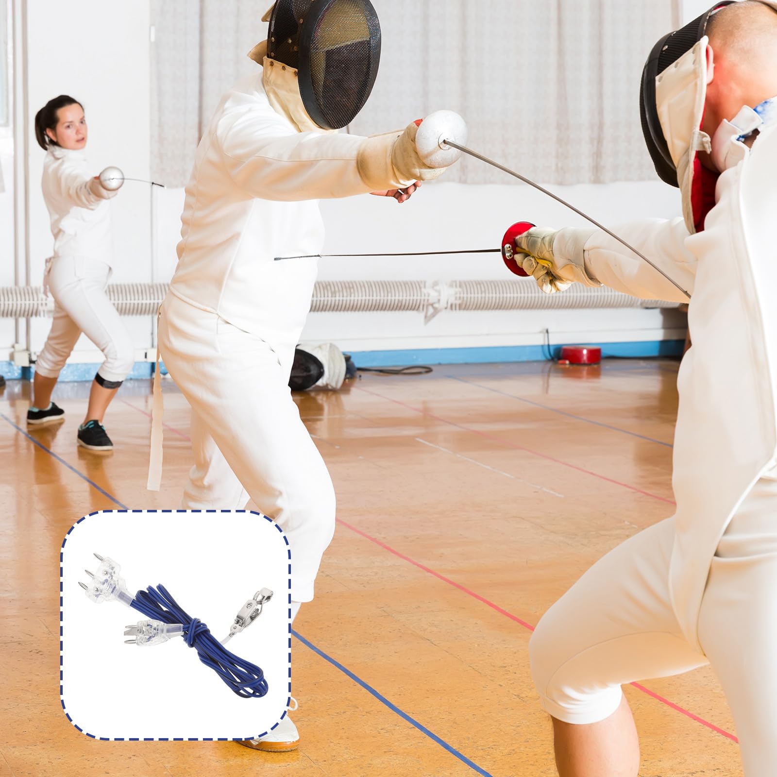 ifundom Cable de Cuerpo para Esgrima: Cable Conductor de Espada de Alto Rendimiento, de Conexión Duradero para Competición Y Entrenamiento, Color Azul.