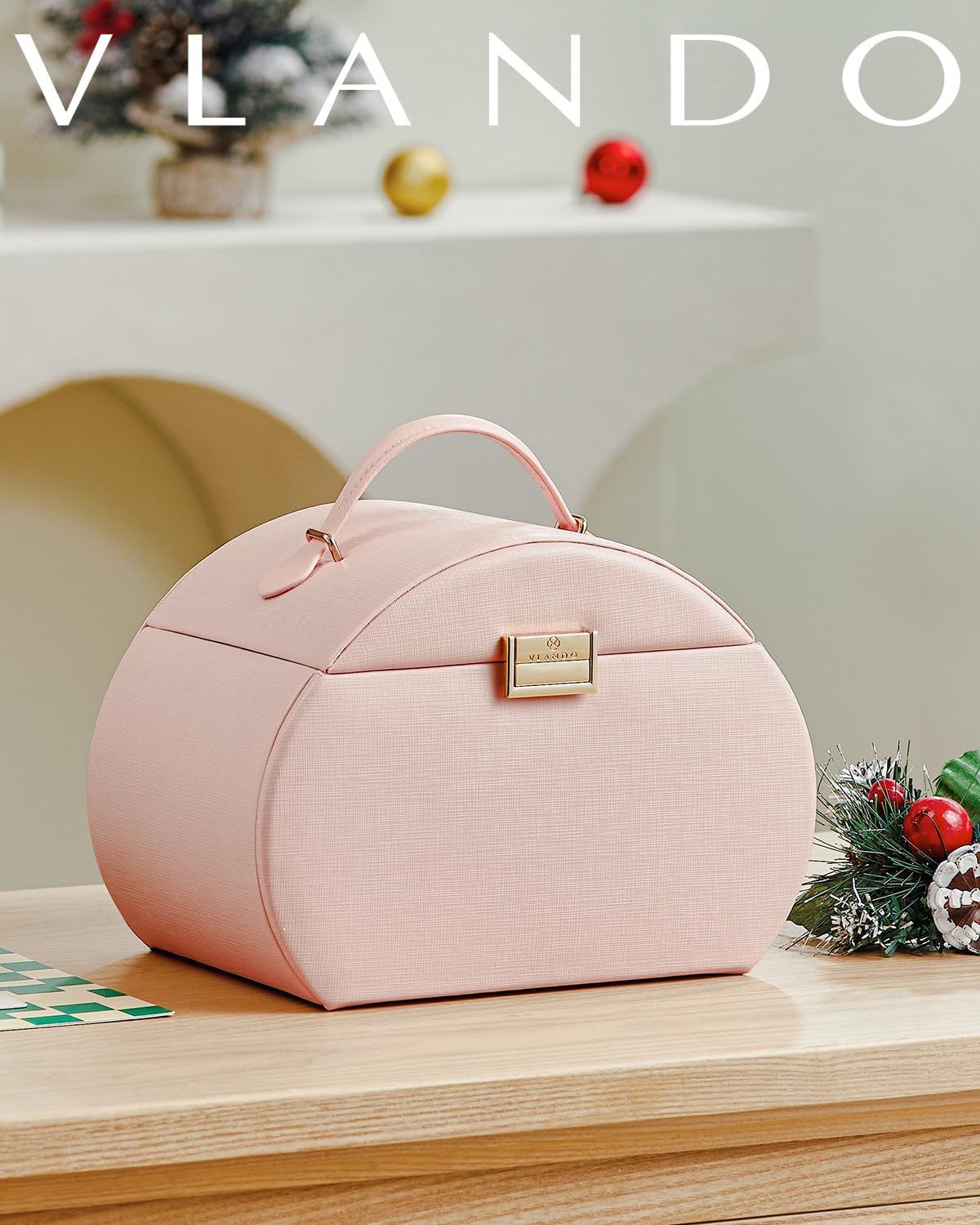 Vlando Princess Style Jewelry Box for Girls Jewelry Organizer Storage Earrings Rings Watch Case Kids Jewelry Box Christmas Gifts for Girls 8-12 image 2