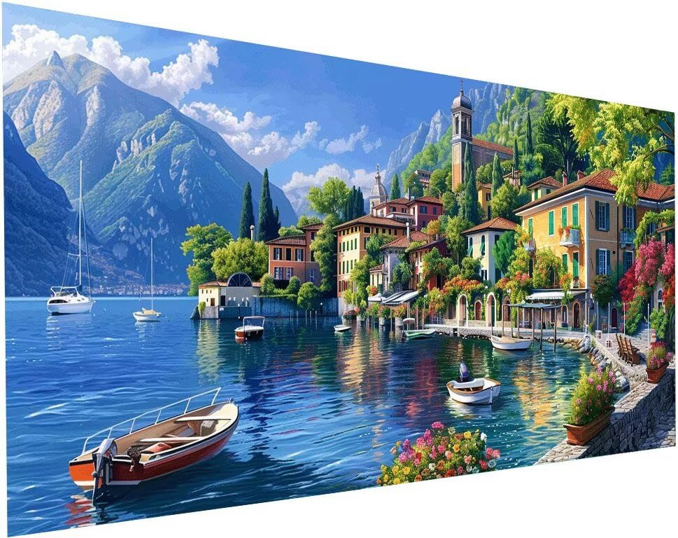 Diamond painting paysage de bateau pour une décoration de chambre zen 50x100 cm