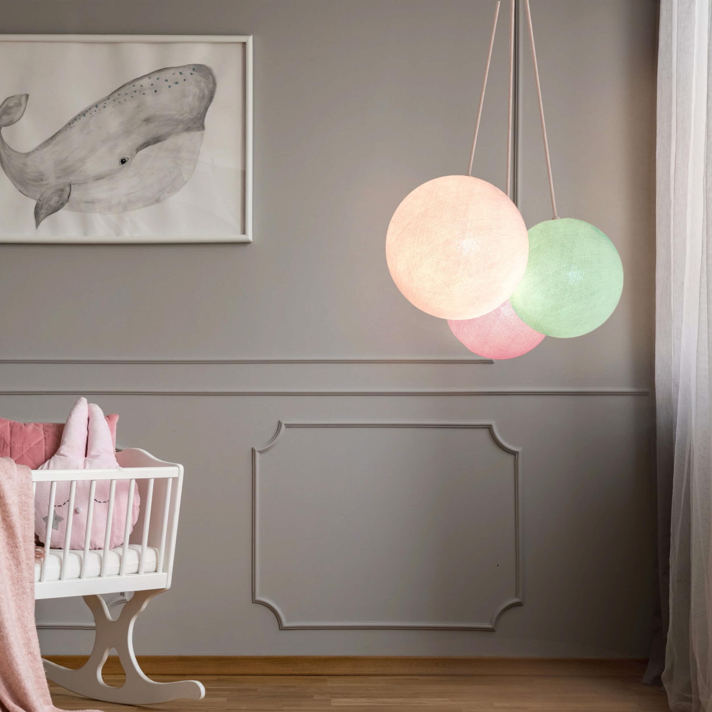 CREATIVECOTTON Lampada a sospensione con sfere fatte a mano (Farfalla, tripla)