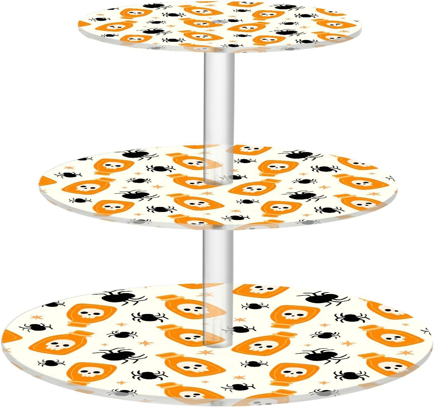 Skull Spider Star Halloween 3 Tier Acrylic Cupcake Stand, Cupcake Stand for 34 Cupcakes for Weddings, Christmas,Holidays,Parties,Birthday,Printed Cupcake Tower 23300345