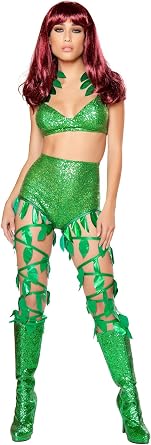 Roma Green Poison Ivy Villan Halloween Costume Two Piece