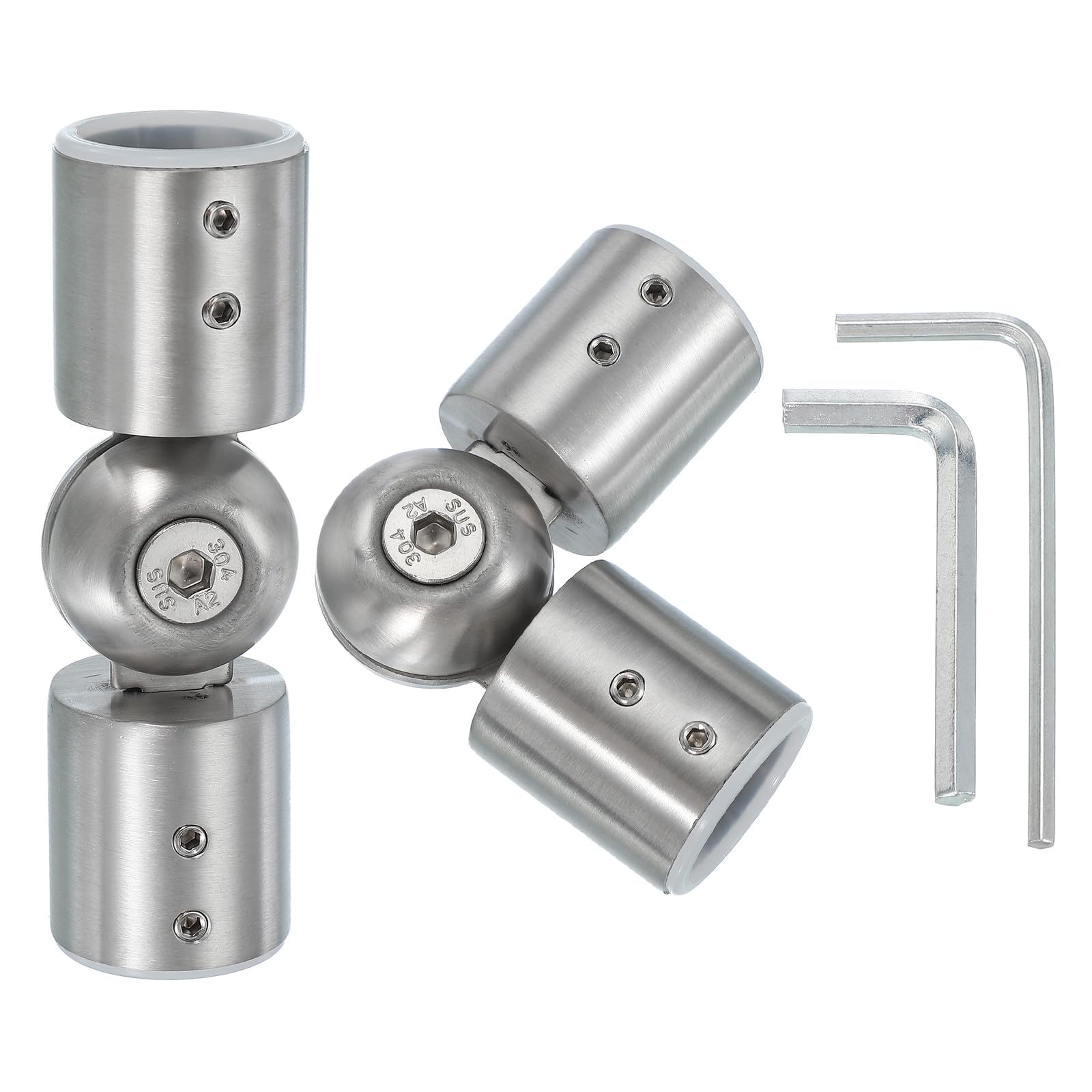 PATIKIL Window Corner Curtain Rod Connector, 2 Pcs Adjustable Curtain Rod Corner Connector Hinged Elbow Connector with Screwdriver for 1 Inch Bay Window Curtain Rod, Silver