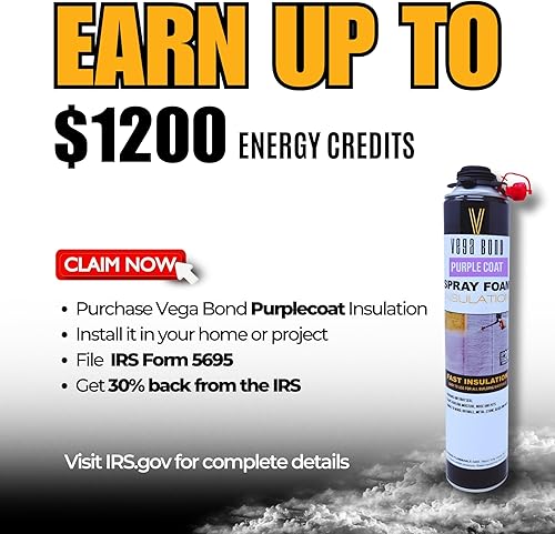 Miniatura 3 de Vega Bond Purplecoat - Espuma aislante de celda cerrada de un solo componente, autoexpansible, 29 onzas con valor R de 5.66, espray acústico, total