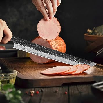 Japanese Chef's Sashimi Knife, Stainless Steel, 8-inch Blade, Wooden Handle, Black