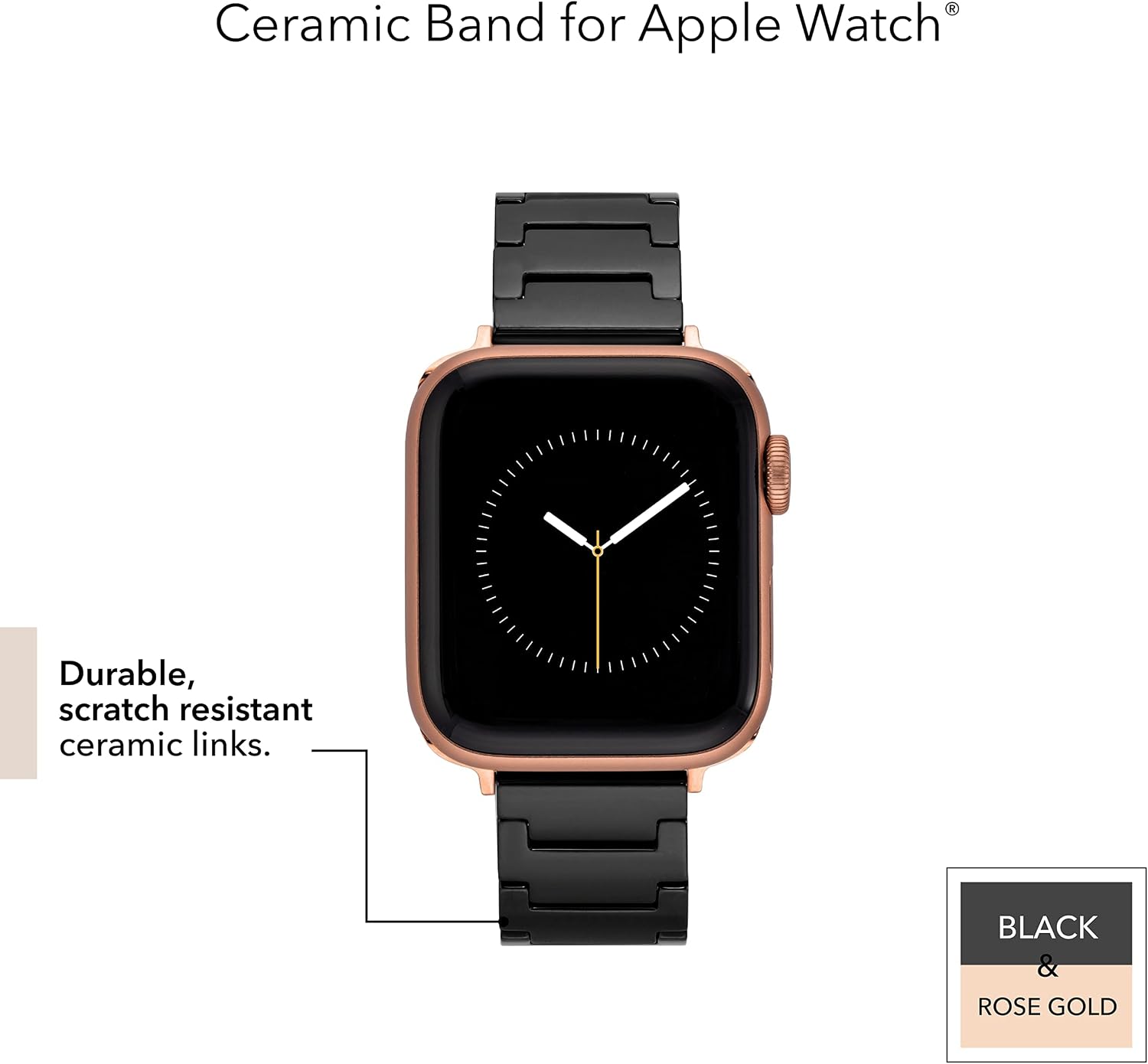Anne Klein Ceramic Link Fashion Bracelet for Apple Watch, Secure, Adjustable, Apple Watch Replacement Band, Fits Most Wrists