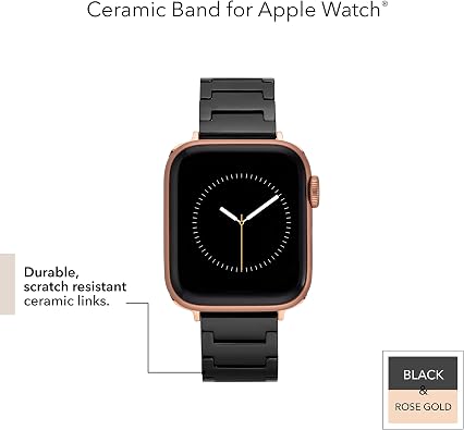 Anne Klein Ceramic Link Fashion Bracelet for Apple Watch, Secure, Adjustable, Apple Watch Replacement Band, Fits Most Wrists