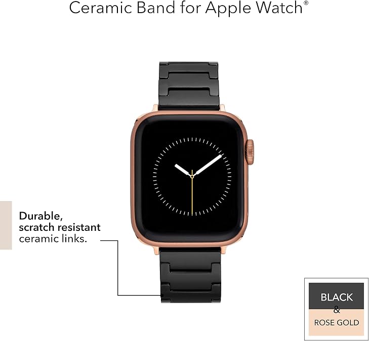 Anne Klein Ceramic Link Fashion Bracelet for Apple Watch, Secure, Adjustable, Apple Watch Replacement Band, Fits Most Wrists