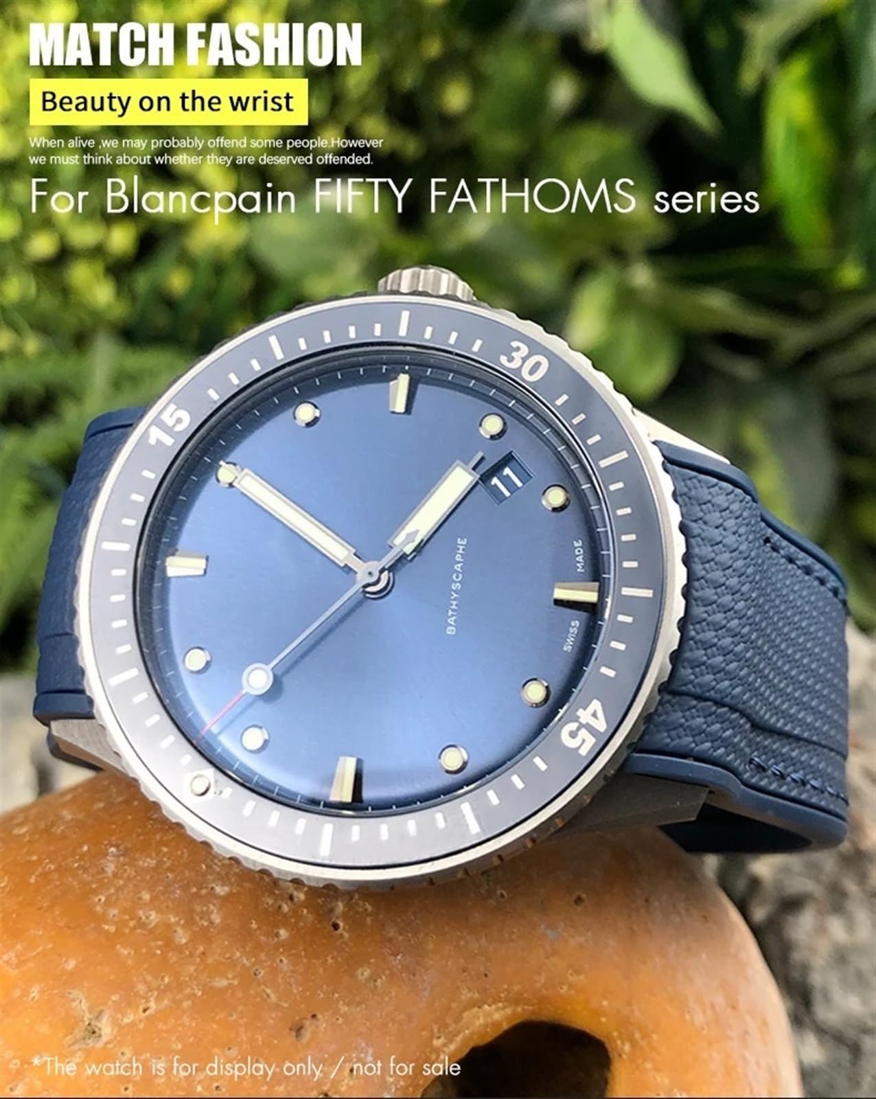 Cinturino in gomma naturale morbida da 23 mm e 22 mm per Blancpain Fifty Fathoms cinturino in silicone bicolore nero blu braccialetti
