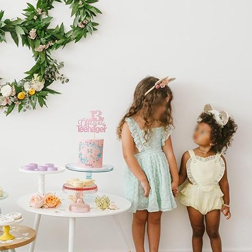 Miniatura 7 de 1 pieza de decoración oficial para pastel de 13 adolescentes con purpurina para cumpleaños de 13 años, suministros de fiesta de cumpleaños de 13,