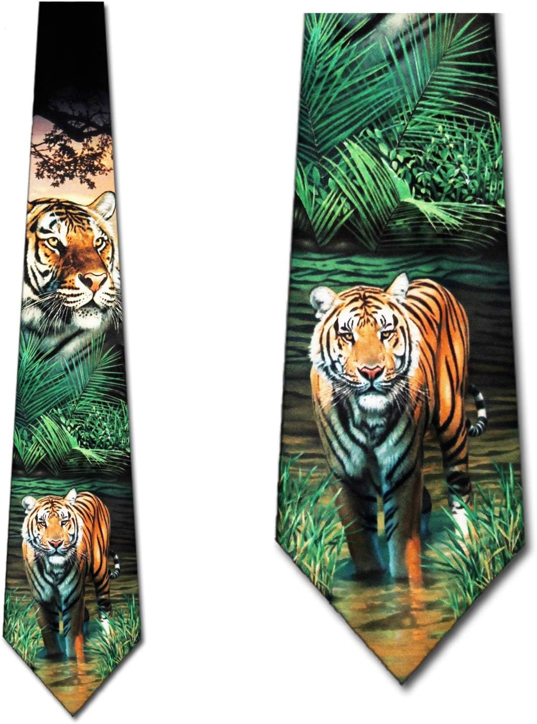 Three Rooker Tiger Ties Mens Animal Neckties Jungle Tie