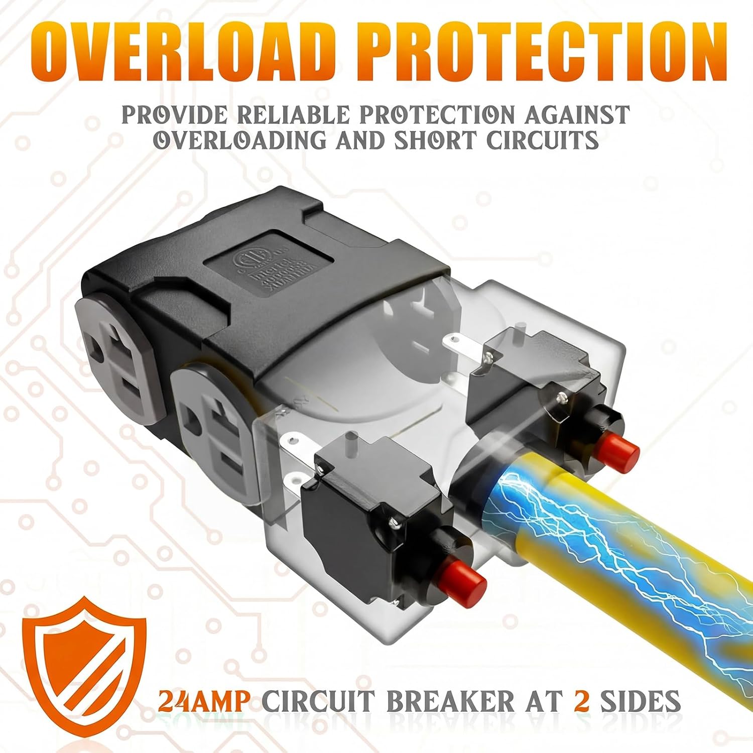 1.8 FT 220 to 110 Adapter Compatible with NEMA 10-50P to 4X 5-20R/15R with 20 Amp Circuit Breaker, 220/250V Electrical Stove/Range/Oven Male Plug Gas 110/125V Power Convert Adapter