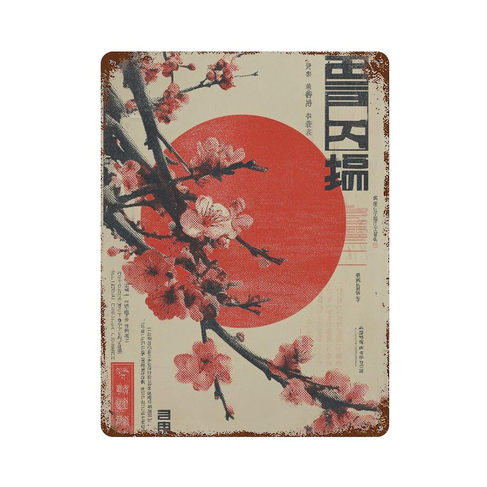 xiaoxiaoshen Japanese Cherry Blossom Retro Sakura Wall Decor Art Metal Tin Poster Modern Home Decor Art Home Bar Shop Decorations Vintage Sign 40x30cm