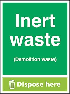 V Safety Inert Waste (Demolition Waste) Dispose Here - Portrait 300 x 400mm - 2mm Rigid Plastic Safety Sign