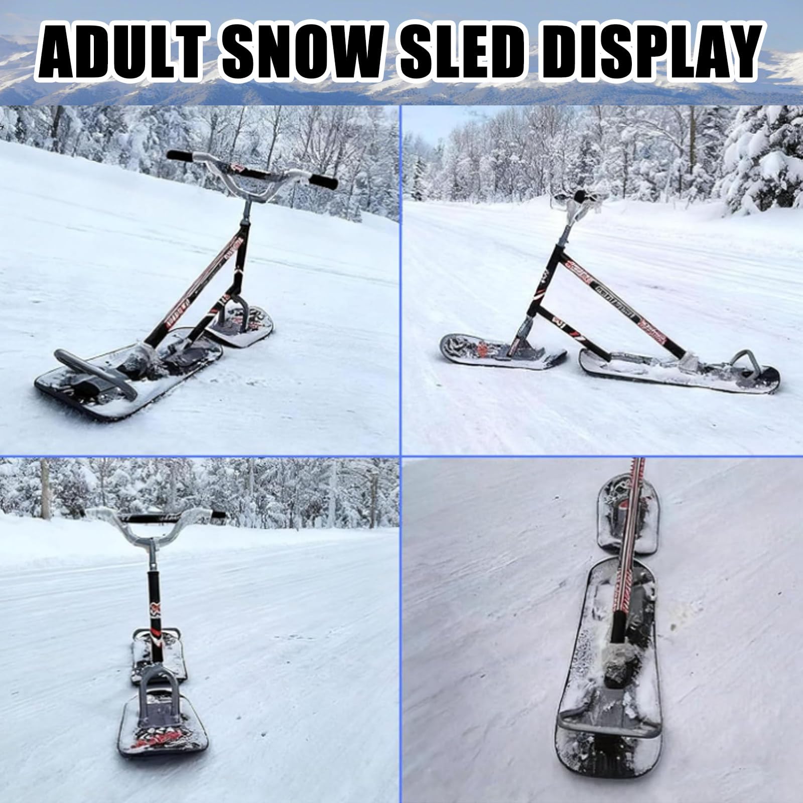 Scooter/Slitta da Neve Professionale-Nuovo Skateboard/Bici da Neve per Adulti 2026 con Sci Rotanti A 360° E Doppio Sci,Slitte da Snowboard per Tutti,Terreni per Adulti, Motoslitta TypeA