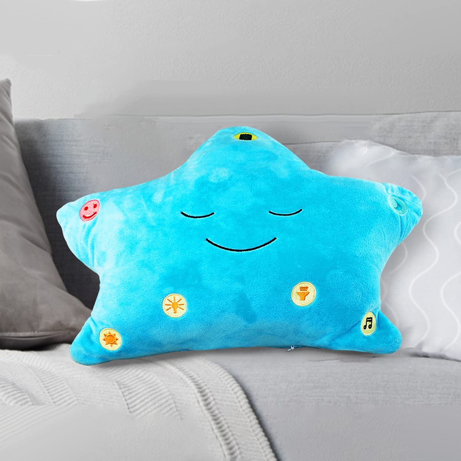 Kaulbiat Soft & Cuddly Quran Pillow , Quran learning , Dua Kalima Surah,Best Gift for Your Kids & Family Learn Quran (Blue stars)