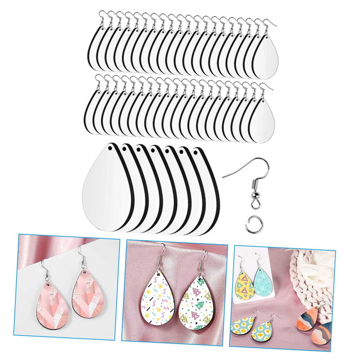 STOBOK 3 Sets Erstellen Benutzerdefinierten Schmuck Sublimation Rohlinge Ohrring Formen Handgefertigte Ohrring Haken 50 Stück * 3