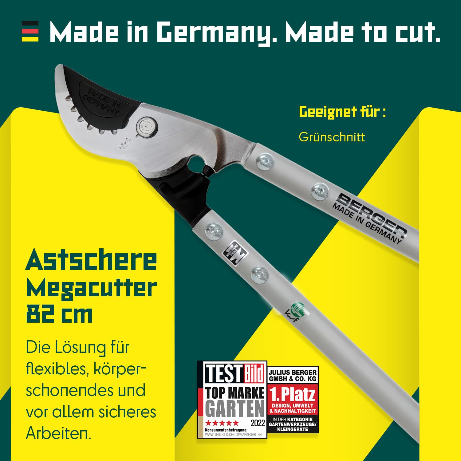 BERGER Bypass Astschere 4280 | Megacutter Astschere 82 cm | Für Grünschnitt