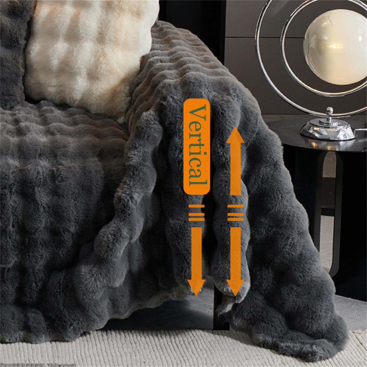 Highdi Peluche Housse de Canapé Serviette de Canapé Décoration Moderne, Housse de lit, Sofa Cover Antidérapante Anti Griffe pour Convient aux Chiens Chats (Orange,180x420cm)